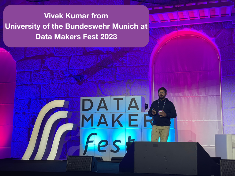 Vivek Kumar from the University of the Bundeswehr Munich and STELAR consortium member presenting STELAR and the concept of Knowledge Graphs at the Data Makers Fest 2023