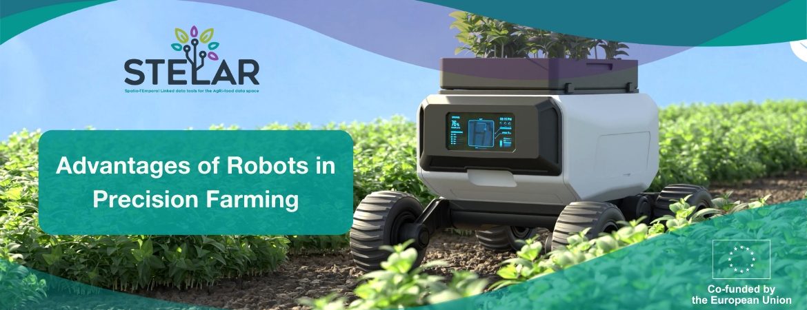 Main visual highlighting the blog's title: "Advantages of Agricultural Robots in Precision Farming"