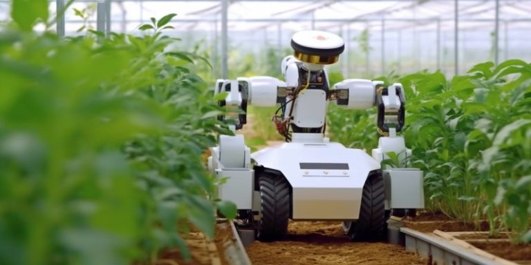 In-text visual illustrating implementation of agricultural robots in precision farming.